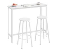 WOLTU Table avec 2 tabourets de Bar, Bar Table à Manger en métal, Mange Debout pour Cuisine, Bar, Bistro, 120x40x100cm, Blanc