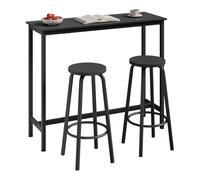 WOLTU Table avec 2 tabourets de Bar, Bar Table à Manger en métal, Mange Debout pour Cuisine, Bar, Bistro, 120x40x100cm, Noir