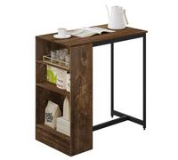 WOLTU Table Bar 90 x 50 x 90 cm, Table Haute Cuisine et 3 Compartiments de Rangement, Mange Debout en Métal & Bois, Rustique+Noir
