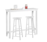 WOLTU Table Bar avec 2 Tabourets Ronds Hauts, Ensemble Table et Tabourets Industriels, pour Bar, Salle à Manger, Îlot de Cuisine, avec Structure en Métal, Blanc