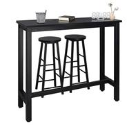 WOLTU Table Bar avec 2 Tabourets Ronds Hauts, Ensemble Table et Tabourets Industriels, pour Bar, Salle à Manger, Îlot de Cuisine, avec Structure en Métal, Noir
