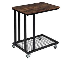 WOLTU Table Basse à roulettes avec Espace de Rangement, Table d'Appoint en MDF et Métal, Couleur Chêne Vintage, TS112hov