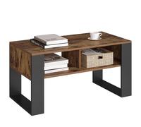 WOLTU Table Basse avec Espace de Rangement, Table d'Appoint avec 2 Compartiments Ouverts, Style Industriel Vintage, pour Salon, Chambre, en Bois d'Ingénierie, Marron, 90x45x45cm, BTS16hov
