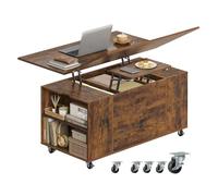 WOLTU Table Basse avec Plateau Relevable, Table de Salon sur roulettes