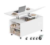WOLTU Table Basse avec Plateau Relevable, Table de Salon sur roulettes