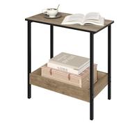 WOLTU Table Basse avec Rangement Industrielle, Table d'Appoint à 2 Étagères, en Métal et Bois Artificiel, Chêne Clair, 50x55x25 cm BTS03grdc