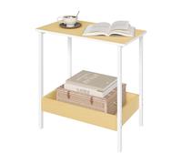 WOLTU Table Basse avec Rangement Industrielle, Table d'Appoint à 2 Étagères, en Métal et Bois Artificiel, Effet de Bois, 50x55x25 cm，BTS03nh