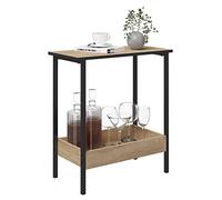 WOLTU Table Basse avec Rangement Industrielle, Table d'Appoint à 2 Étagères, en Métal et Bois Artificiel, Chêne Clair, 50x55x25 cm, BTS03hei