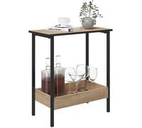 WOLTU Table Basse avec Rangement, Petite Table Industrielle, Métal et Bois Artificiel, Chêne Clair, 50x55x25cm BTS03hei