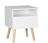 WOLTU Table basse avec tiroir et compartiment ouvret, Table de chevet en bois, Table de nuit,40x33.5x50 cm, Blanc