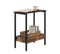 WOLTU Table Basse Rectangulaire avec Rangement, Petite Table d'Appoint Industrielle à 2 Étagères, en Métal et Bois Artificiel, Marron Rustique + Noir, BTS03vbn