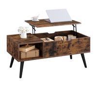 WOLTU Table Basse Relevable,avec Espace de Rangement Intérieur | Mécanisme de levage à gaz silencieux,ASSEMBLAGE FACILE,Convient au salon,Capacité de charge maximale de 50 kg,Marron Rustique