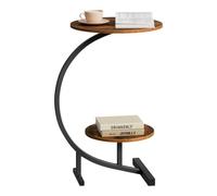 WOLTU Table Basse Ronde à 2 Niveaux, Table d'Appoint en Forme C avec 2 Plateaux Ronds de Différentes Tailles (Ø40+Ø30cm) xH66 cm, pour Salon ou Chambre, Rustique