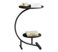 WOLTU Table Basse Ronde à 2 Niveaux, Table d'Appoint en Forme C avec 2 Plateaux Ronds de Différentes Tailles (Ø40+Ø30cm) xH66 cm, pour Salon ou Chambre, Noir