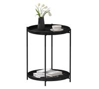 WOLTU Table Basse Ronde, Table d'Appoint, avec 2 Plateaux Amovibles, en Métal, Noir, BTS17sz