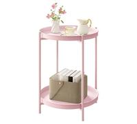 WOLTU Table Basse Ronde, Table d'Appoint, avec 2 Plateaux Amovibles | Métal,ASSEMBLAGE FACILE,Convient au salon,Capacité de charge maximale de 20 kg,Rose,φ44x53 cm