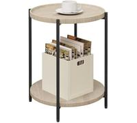 WOLTU Table Basse Ronde, Table d'Appoint, Bout de Canapé avec Plateau Amovible, MDF et Métal, Chêne Clair W0ATT0022