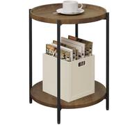 WOLTU Table Basse Ronde, Table d'Appoint, Bout de Canapé avec Plateau Amovible, MDF et Métal, Veine de Bois Vintage W0ATT0023