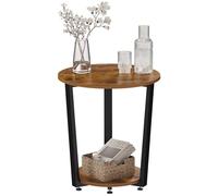WOLTU Table Basse Ronde, Table d'Appoint, Bout de Canapé, Chevet en Bois Composé et en Métal, Marron Rustique W0ATT0593