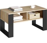 WOLTU Table Basse, Style Industriel Vintage, Table de Salon Espace de Rangement, en Bois d'Ingénierie, 90x45x45cm, Chêne Clair