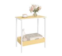 WOLTU Table Basse - Table d'Appoint Industrielle - Métal et Bois - 50x25x55cm - Effet de Bois