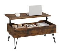 WOLTU Table Basse, Table de Salon avec Plateau Réglable en Hauteur, Rangement Caché, pour Salon, Bureau, Pieds Métal, 95x(40-55,5) x50 cm, Effet de Bois brûlé + Noir, BTS18vbn