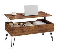 WOLTU Table Basse, Table de Salon avec Plateau Réglable en Hauteur, Rangement Caché, pour Salon, Bureau, Pieds Métal, 95x(40-55,5) x50 cm, Aspect Bois Vintage + Noir, BTS18hov