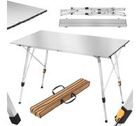 WOLTU Table Camping Pliante Aluminum, 120x68,5X (59-78.5) cm, Argent | Réglable en Hauteur,Table de Jardin Portable, pour 4 Personnes