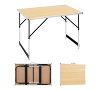 WOLTU Table Camping Pliante, Réglable en Hauteur, 100x60cm, Chêne Clair