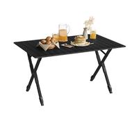 WOLTU Table Camping Pliante, Table Pliante Extérieure, Hauteur Réglable, Portable, Léger, Sac de Rangement, en Aluminium, pour Jardin, Pique-Nique, Charge 50kg, Noir