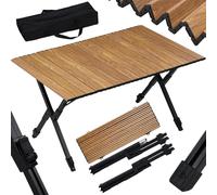 WOLTU Table Camping Pliante, Table Pliante Extérieure, Hauteur Réglable, Portable, Léger, Sac de Rangement, en Aluminium, pour Jardin, Pique-Nique, Charge 50kg, Chêne Clair