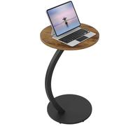 WOLTU Table d'Appoint, Bout de Canapé Ronde, Petite Table Basse en Forme C, Effet Bois Vintage W0ATT0622