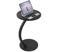 WOLTU Table d'Appoint, Bout de Canapé Ronde, Petite Table Basse en Forme C, Noir W0ATT0623