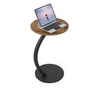 WOLTU Table d'Appoint en Forme C, Table Basse Ronde, avec Structure Métallique et Plateau MDF, Ø40xH65 cm, Effet Bois Vintage, BTS21hov