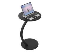 WOLTU Table d'Appoint en Forme C, Table Basse Ronde | Métal et Bois Artificiel,ASSEMBLAGE FACILE,Convient au salon,Capacité de charge maximale de 10 kg,Noir,φ40x65 cm