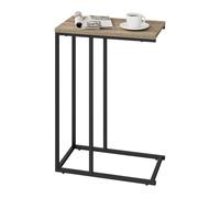 WOLTU Table d'Appoint en Forme de C, Bout de Canapé, Cadre en Métal, Plateau en Bois d'Ingénierie, pour Salon, Chambre, 45x25x63,5cm,Chêne Gris + Noir