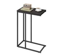 WOLTU Table d'Appoint en Forme de C, Bout de Canapé, Cadre en Métal, Plateau en Bois d'Ingénierie, pour Salon, Chambre, 45x25x63,5cm,Chêne Foncé + Noir