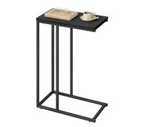 WOLTU Table d'Appoint en Forme de C, Bout de Canapé, Cadre en Métal, Plateau en Bois d'Ingénierie, pour Salon, Chambre, 45x25x63,5cm,Noir