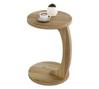 WOLTU Table d'Appoint en Forme de C, Table Basse Ronde, Bout de Canapé, en MDF, 38x55 cm, Chêne Clair, BTS20hei