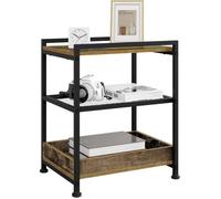 WOLTU Table d'Appoint,Table Basse à 3 Niveaux,Chariot de Rangement à roulettes,avec Plateau Amovible,Marron Rustique+Noir W0ATT0117