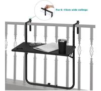 WOLTU Table de Balcon suspendue, Petite table murale rabattable avec 3 Hauteurs réglables, Cadre en Métal, Noir CPT8142sz