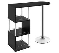 WOLTU Table de Bar avec 3 Tablettes et Porte-Bouteilles, Table de Cuisine Haute en MDF et Métal, Mange Debout pour Bar, Cuisine, Salon, 113 x 40 x 105 cm, Noir