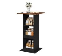 WOLTU Table de Bar Carrée - Petite Table de Cuisine 3 Étagères - 60x60x112cm - Marron Rustique+Noir
