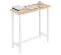 WOLTU Table de Bar Étroite et Haute 100x40x100cm, Table à Manger avec Structure en Métal, Robuste, Chêne Clair