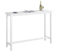 WOLTU Table de Bar Étroite et Haute 140x40x100cm, Table à Manger avec Structure en Métal et Plateau en MDF Robuste, Blanc