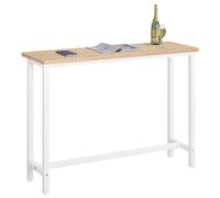 WOLTU Table de Bar Étroite et Haute 140x40x100cm, Table à Manger avec Structure en Métal, Robuste, Chêne Clair