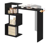 WOLTU Table de Bar Rotatif avec 3 Compartiments Ouverts, Table Haute et Étroite avec Rangement, en MDF et Métal, 134x38x112cm, Noir