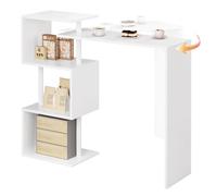 WOLTU Table de Bar Rotatif avec 3 Compartiments Ouverts, Table Haute et Étroite avec Rangement, en MDF et Métal, 134x38x112cm, Blanc