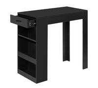 WOLTU Table de Bar, Table Haute Cuisine, 1 Tiroir et 3 Compartiments Ouverts pour Rangement Latéral, en Bois d'Ingénierie (sans Planches en Bois, Noir, 100 x 50 x 100 cm)