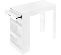 WOLTU Table de Bar, Table Haute Cuisine avec Tiroir, Table Console en Bois d'Ingénierie, 100x50x100cm, Blanc W0ATT0370